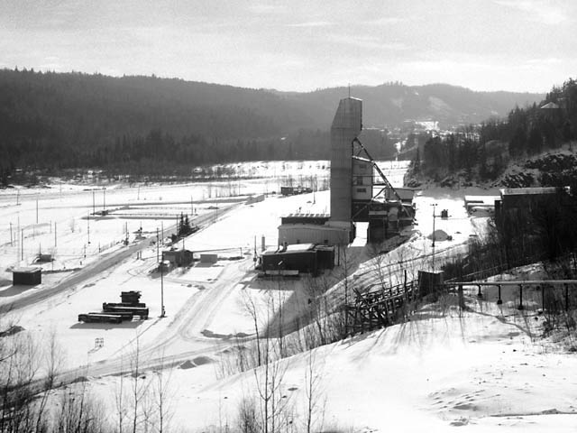 photograph, levack, headframe, winter